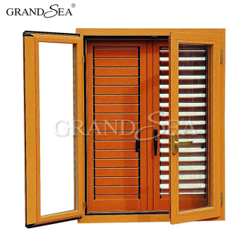 Wooden color adjustable aluminium louver window